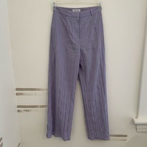 & other stories silky crinkle lavender lilac wide leg pants